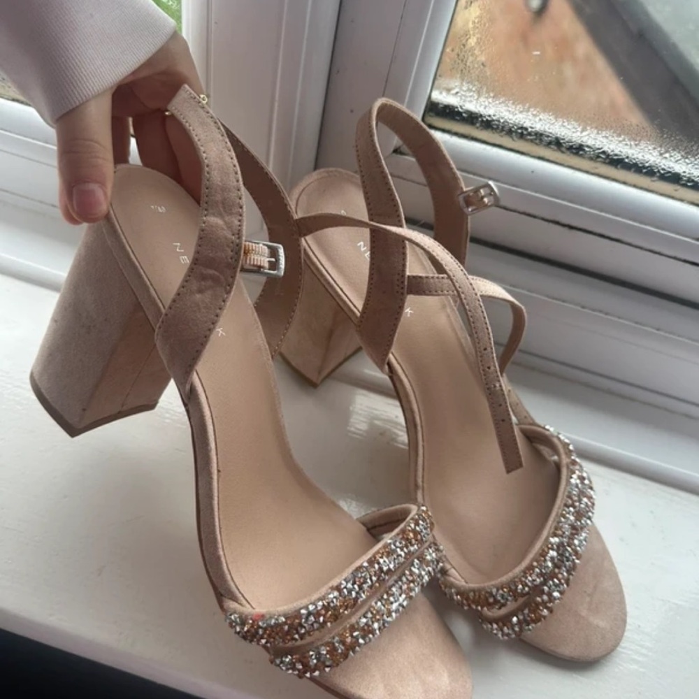 New Look Nude Strappy Heels with Sparkle